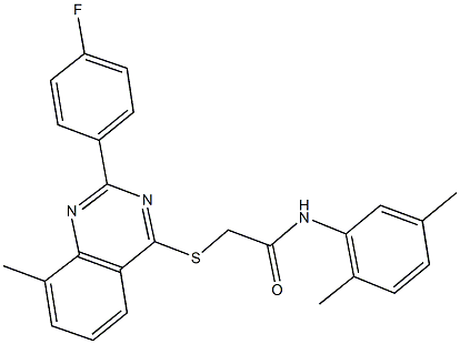 N-(2,5-dimethylphenyl)-2-{[2-(4-fluorophenyl)-8-methyl-4-quinazolinyl]sulfanyl}acetamide Structural