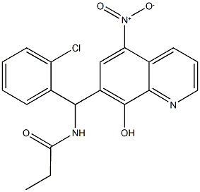 N-((2-chlorophenyl){8-hydroxy-5-nitro-7-quinolinyl}methyl)propanamide Structural
