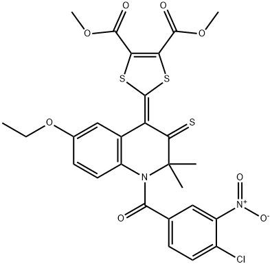 dimethyl 2-(1-{4-chloro-3-nitrobenzoyl}-6-ethoxy-2,2-dimethyl-3-thioxo-2,3-dihydro-4(1H)-quinolinylidene)-1,3-dithiole-4,5-dicarboxylate Structural