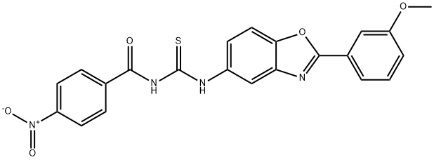 N-{4-nitrobenzoyl}-N'-[2-(3-methoxyphenyl)-1,3-benzoxazol-5-yl]thiourea Structural