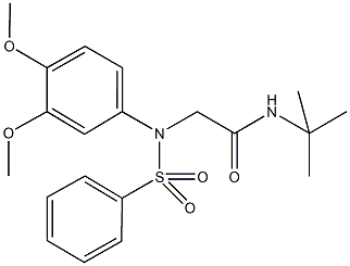 N-(tert-butyl)-2-[3,4-dimethoxy(phenylsulfonyl)anilino]acetamide Structural