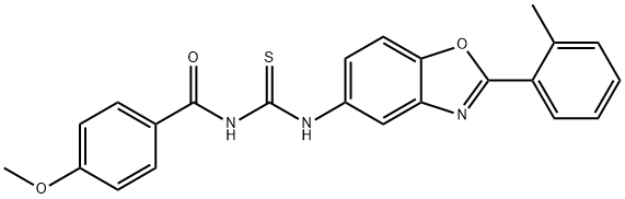 N-(4-methoxybenzoyl)-N'-[2-(2-methylphenyl)-1,3-benzoxazol-5-yl]thiourea Structural