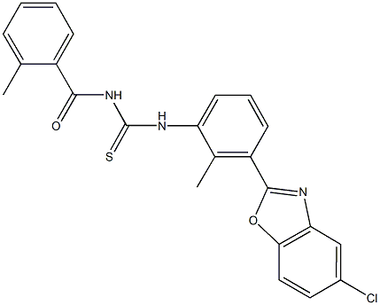 N-[3-(5-chloro-1,3-benzoxazol-2-yl)-2-methylphenyl]-N'-(2-methylbenzoyl)thiourea Structural