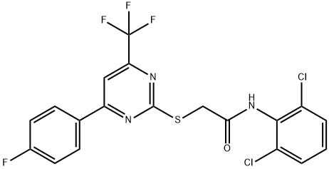 N-(2,6-dichlorophenyl)-2-{[4-(4-fluorophenyl)-6-(trifluoromethyl)-2-pyrimidinyl]sulfanyl}acetamide Structural