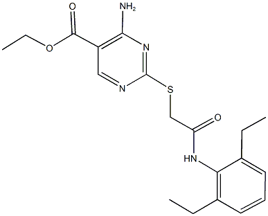 ethyl 4-amino-2-{[2-(2,6-diethylanilino)-2-oxoethyl]sulfanyl}-5-pyrimidinecarboxylate Structural