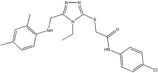 N-(4-chlorophenyl)-2-({5-[(2,4-dimethylanilino)methyl]-4-ethyl-4H-1,2,4-triazol-3-yl}sulfanyl)acetamide Structural