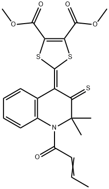 dimethyl 2-(1-(2-butenoyl)-2,2-dimethyl-3-thioxo-2,3-dihydro-4(1H)-quinolinylidene)-1,3-dithiole-4,5-dicarboxylate Structural
