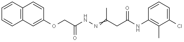 N-(3-chloro-2-methylphenyl)-3-{[(2-naphthyloxy)acetyl]hydrazono}butanamide Structural