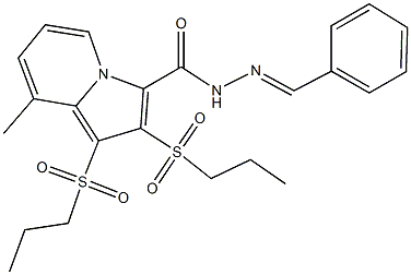 N'-benzylidene-8-methyl-1,2-bis(propylsulfonyl)-3-indolizinecarbohydrazide Structural
