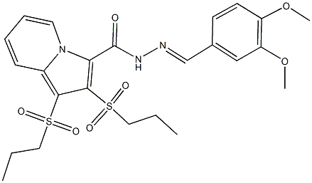 N'-(3,4-dimethoxybenzylidene)-1,2-bis(propylsulfonyl)-3-indolizinecarbohydrazide Structural
