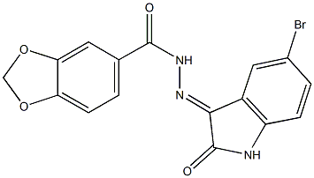 N'-(5-bromo-2-oxo-1,2-dihydro-3H-indol-3-ylidene)-1,3-benzodioxole-5-carbohydrazide Structural