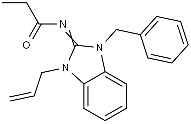 N-(1-allyl-3-benzyl-1,3-dihydro-2H-benzimidazol-2-ylidene)propanamide Structural