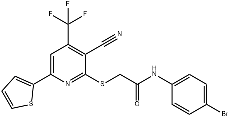 N-(4-bromophenyl)-2-{[3-cyano-6-(2-thienyl)-4-(trifluoromethyl)-2-pyridinyl]sulfanyl}acetamide Structural