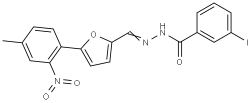 N'-[(5-{2-nitro-4-methylphenyl}-2-furyl)methylene]-3-iodobenzohydrazide Structural