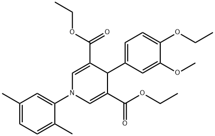 diethyl 1-(2,5-dimethylphenyl)-4-(4-ethoxy-3-methoxyphenyl)-1,4-dihydro-3,5-pyridinedicarboxylate Structural