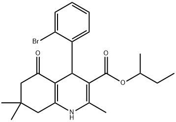 sec-butyl 4-(2-bromophenyl)-2,7,7-trimethyl-5-oxo-1,4,5,6,7,8-hexahydro-3-quinolinecarboxylate Structural