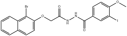 N'-{[(1-bromo-2-naphthyl)oxy]acetyl}-3-iodo-4-methoxybenzohydrazide Structural