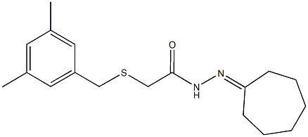 N'-cycloheptylidene-2-[(3,5-dimethylbenzyl)sulfanyl]acetohydrazide Structural