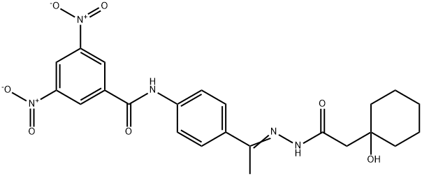 N-(4-{N-[(1-hydroxycyclohexyl)acetyl]ethanehydrazonoyl}phenyl)-3,5-bisnitrobenzamide Structural