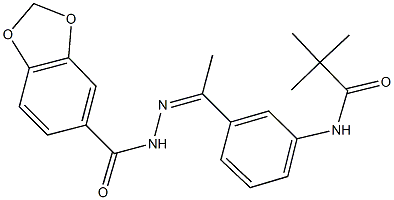 N-{3-[N-(1,3-benzodioxol-5-ylcarbonyl)ethanehydrazonoyl]phenyl}-2,2-dimethylpropanamide Structural