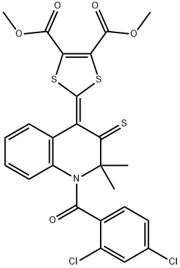 dimethyl 2-(1-(2,4-dichlorobenzoyl)-2,2-dimethyl-3-thioxo-2,3-dihydro-4(1H)-quinolinylidene)-1,3-dithiole-4,5-dicarboxylate Structural