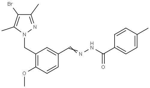 N'-{3-[(4-bromo-3,5-dimethyl-1H-pyrazol-1-yl)methyl]-4-methoxybenzylidene}-4-methylbenzohydrazide Structural