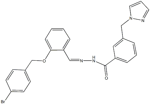 N'-{2-[(4-bromobenzyl)oxy]benzylidene}-3-(1H-pyrazol-1-ylmethyl)benzohydrazide Structural