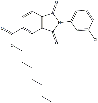 heptyl 2-(3-chlorophenyl)-1,3-dioxo-5-isoindolinecarboxylate Structural