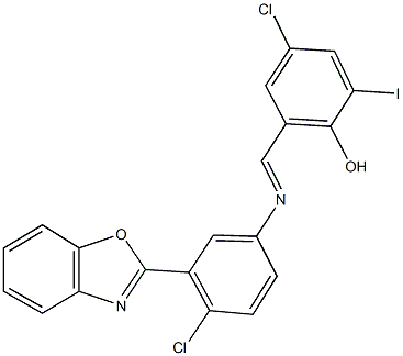 2-({[3-(1,3-benzoxazol-2-yl)-4-chlorophenyl]imino}methyl)-4-chloro-6-iodophenol