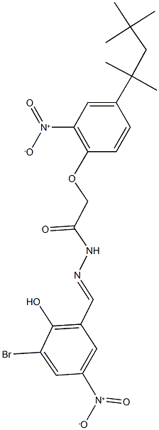 N'-{3-bromo-2-hydroxy-5-nitrobenzylidene}-2-[2-nitro-4-(1,1,3,3-tetramethylbutyl)phenoxy]acetohydrazide Structural