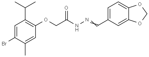 N'-(1,3-benzodioxol-5-ylmethylene)-2-(4-bromo-2-isopropyl-5-methylphenoxy)acetohydrazide Structural