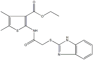 ethyl 2-{[(1H-benzimidazol-2-ylsulfanyl)acetyl]amino}-4,5-dimethyl-3-thiophenecarboxylate Structural