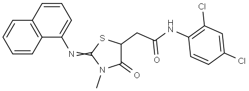 N-(2,4-dichlorophenyl)-2-[3-methyl-2-(1-naphthylimino)-4-oxo-1,3-thiazolidin-5-yl]acetamide Structural