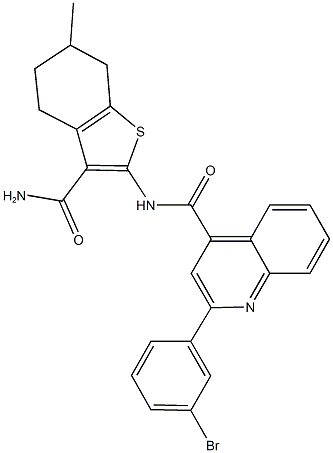 N-[3-(aminocarbonyl)-6-methyl-4,5,6,7-tetrahydro-1-benzothien-2-yl]-2-(3-bromophenyl)-4-quinolinecarboxamide Structural