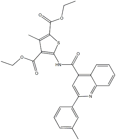 diethyl 3-methyl-5-({[2-(3-methylphenyl)-4-quinolinyl]carbonyl}amino)-2,4-thiophenedicarboxylate Structural