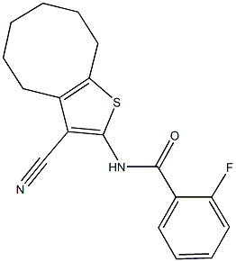N-(3-cyano-4,5,6,7,8,9-hexahydrocycloocta[b]thien-2-yl)-2-fluorobenzamide Structural