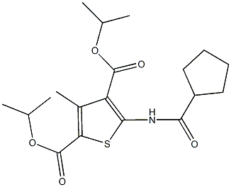 diisopropyl 5-[(cyclopentylcarbonyl)amino]-3-methyl-2,4-thiophenedicarboxylate Structural