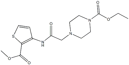 ethyl 4-(2-{[2-(methoxycarbonyl)-3-thienyl]amino}-2-oxoethyl)-1-piperazinecarboxylate Structural