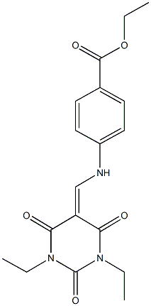 ethyl 4-{[(1,3-diethyl-2,4,6-trioxotetrahydro-5(2H)-pyrimidinylidene)methyl]amino}benzoate Structural