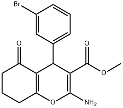 methyl 2-amino-4-(3-bromophenyl)-5-oxo-5,6,7,8-tetrahydro-4H-chromene-3-carboxylate Structural