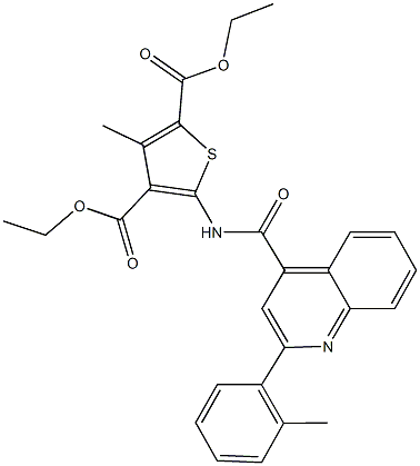 diethyl 3-methyl-5-({[2-(2-methylphenyl)-4-quinolinyl]carbonyl}amino)-2,4-thiophenedicarboxylate Structural