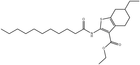 ethyl 6-ethyl-2-(undecanoylamino)-4,5,6,7-tetrahydro-1-benzothiophene-3-carboxylate Structural