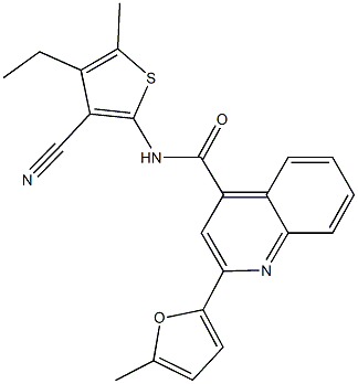 N-(3-cyano-4-ethyl-5-methyl-2-thienyl)-2-(5-methyl-2-furyl)-4-quinolinecarboxamide Structural