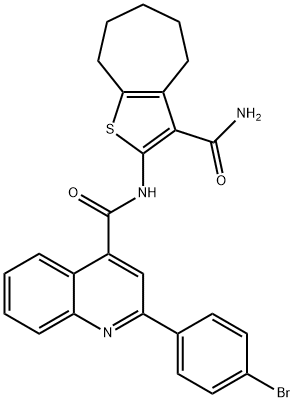 N-[3-(aminocarbonyl)-5,6,7,8-tetrahydro-4H-cyclohepta[b]thien-2-yl]-2-(4-bromophenyl)-4-quinolinecarboxamide Structural