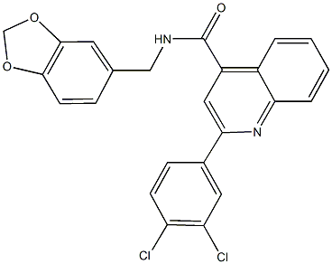 N-(1,3-benzodioxol-5-ylmethyl)-2-(3,4-dichlorophenyl)-4-quinolinecarboxamide Structural