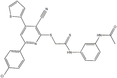 N-{3-[(2-{[6-(4-chlorophenyl)-3-cyano-4-(2-thienyl)-2-pyridinyl]sulfanyl}ethanethioyl)amino]phenyl}acetamide Structural