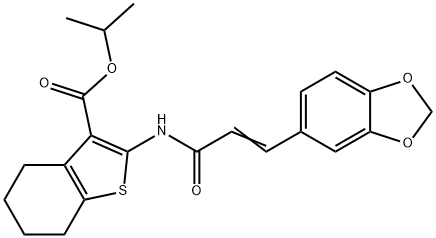 isopropyl 2-{[3-(1,3-benzodioxol-5-yl)acryloyl]amino}-4,5,6,7-tetrahydro-1-benzothiophene-3-carboxylate Structural