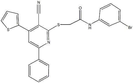 N-(3-bromophenyl)-2-{[3-cyano-6-phenyl-4-(2-thienyl)-2-pyridinyl]sulfanyl}acetamide Structural