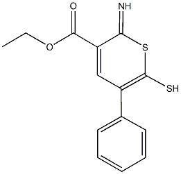 ethyl 2-imino-5-phenyl-6-sulfanyl-2H-thiopyran-3-carboxylate Structural