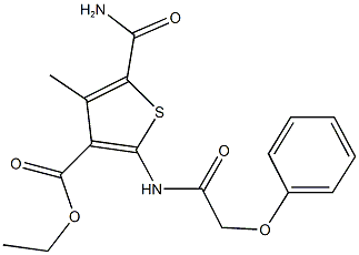ethyl 5-(aminocarbonyl)-4-methyl-2-[(phenoxyacetyl)amino]-3-thiophenecarboxylate Structural